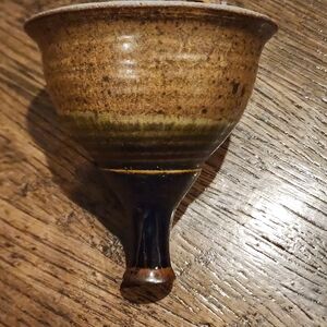 Handcrafted Stoneware Drip Glaze Funnel - Brown/Olive